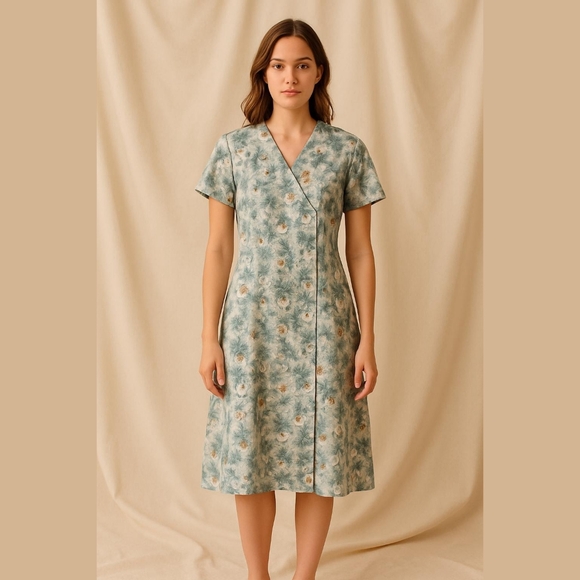 Vintage handmade floral button front dress / M - Picture 1 of 9